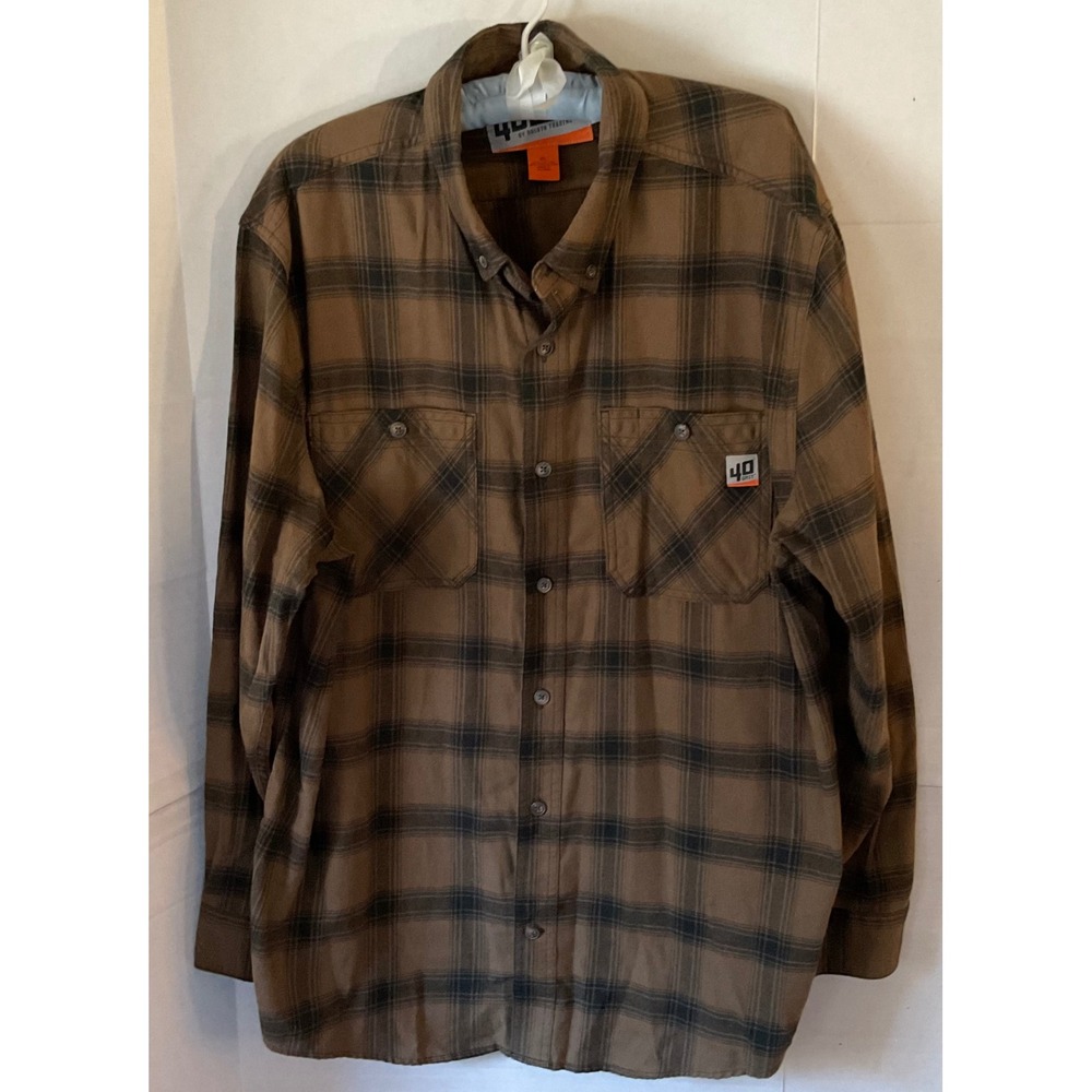 40 Grit by Duluth Trading Mens XL Plaid Flannel Work Shirt Brown Black 3237-34